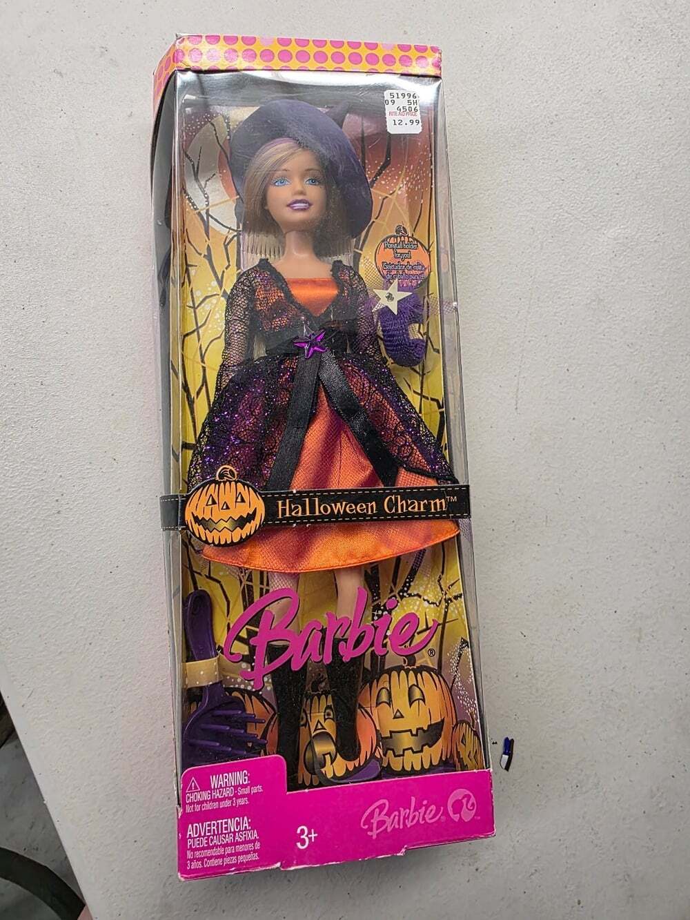 Barbie Halloween Charm Doll w/Witch Hat & Broom Rooted Hair